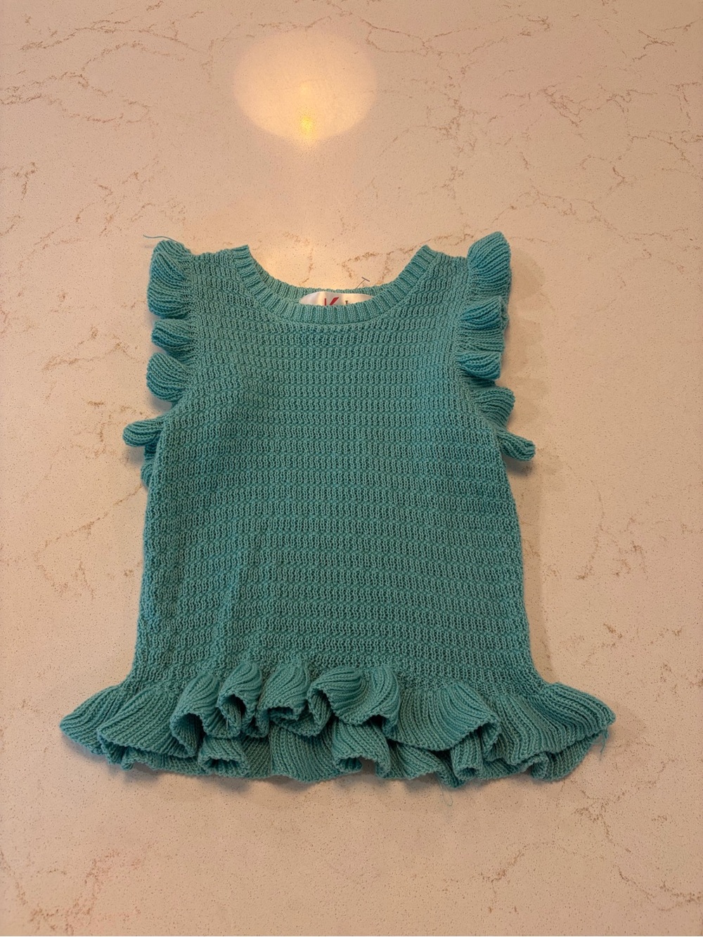 Woman’s Teal Ruffle Knit Top